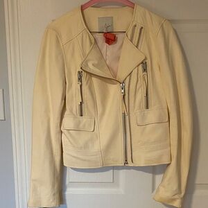 Cream Faux Leather Jacket